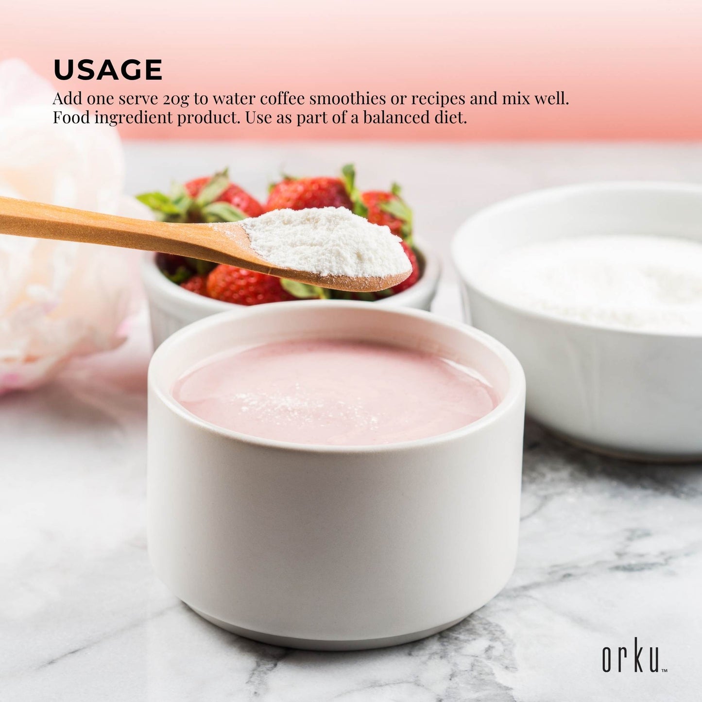 Orku 400g Bovine Collagen Peptides Powder Hydrolysed Protein Unflavoured