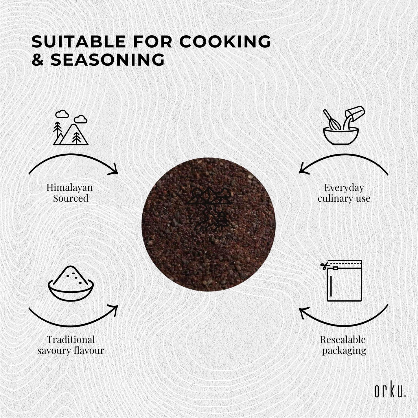 Orku 100g Himalayan Fine Grain Black Salt Kala Namak Table Salt