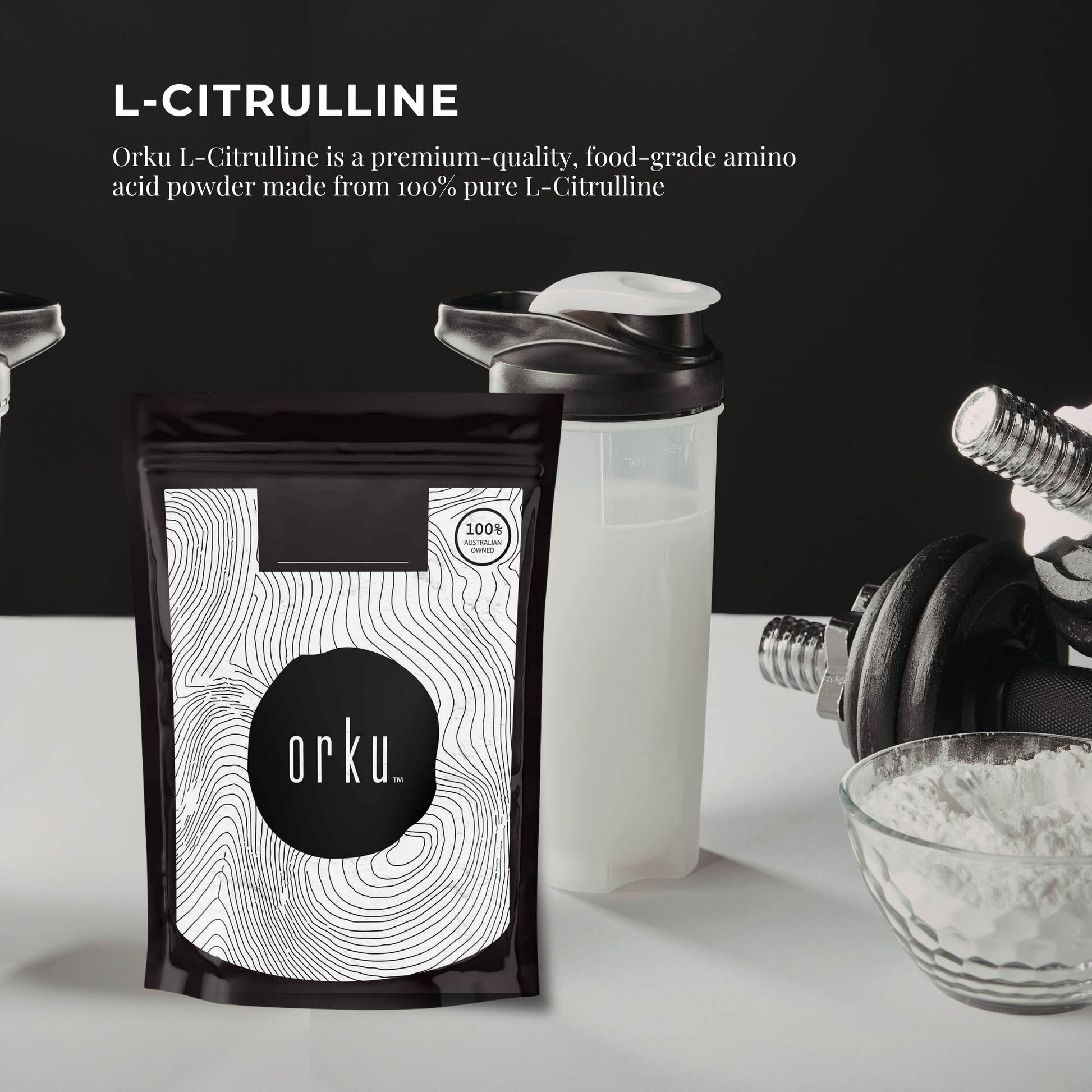 Orku 100g L-Citrulline Powder - Pure Unflavoured Food Grade Amino Acid
