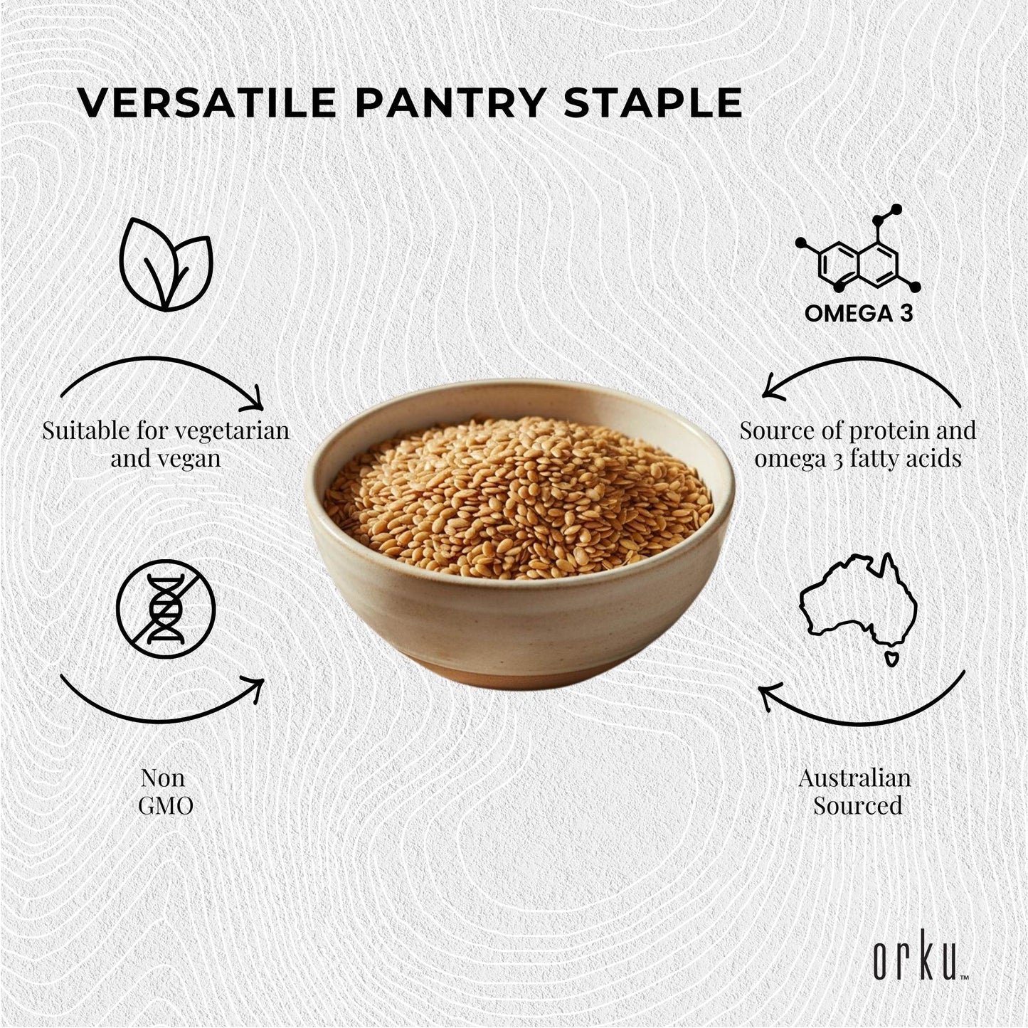 Orku 100g Organic Golden Linseed Flaxseed Whole Grain Non GMO