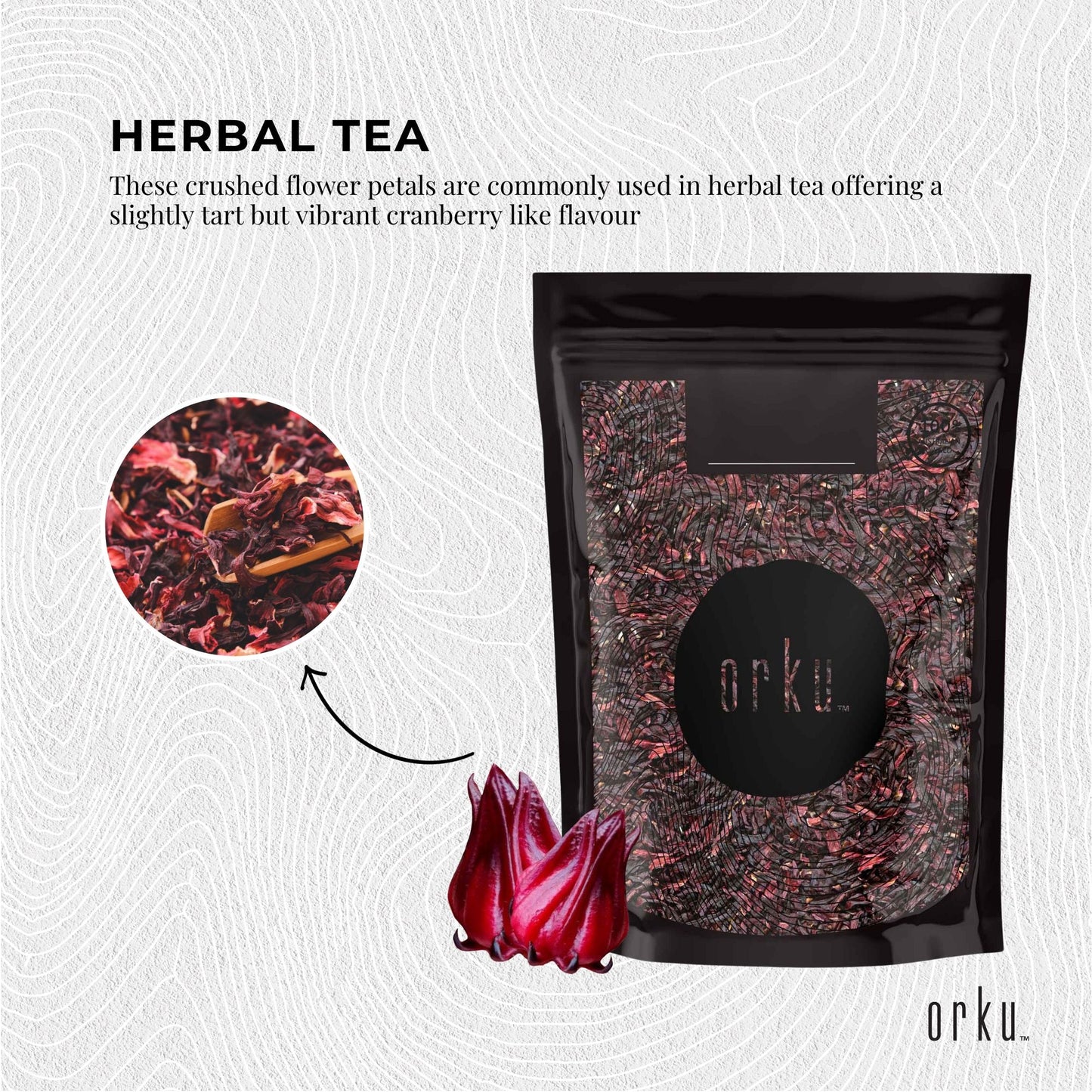 Orku 100g Organic Hibiscus Rosella Flower Crushed Dried Herbal Tea
