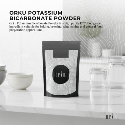 Orku 100g Potassium Bicarbonate Powder - Food Grade Pure FCC Brewing Baking