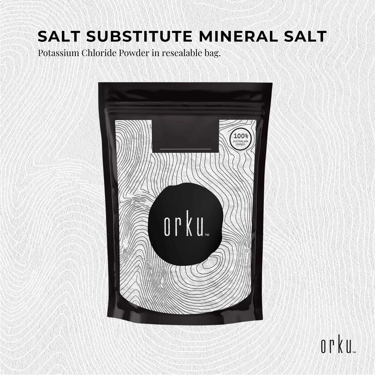 Orku 100g Potassium Chloride Powder (KCl) - Food Grade E508 Salt Substitute