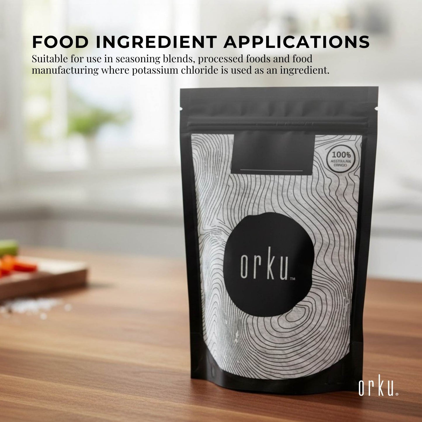 Orku 100g Potassium Chloride Powder (KCl) - Food Grade E508 Salt Substitute