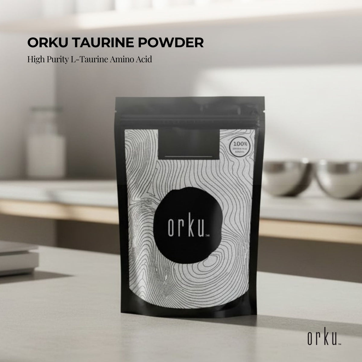 Orku 100g Taurine Powder - High Purity L-Taurine Amino Acid Ingredient