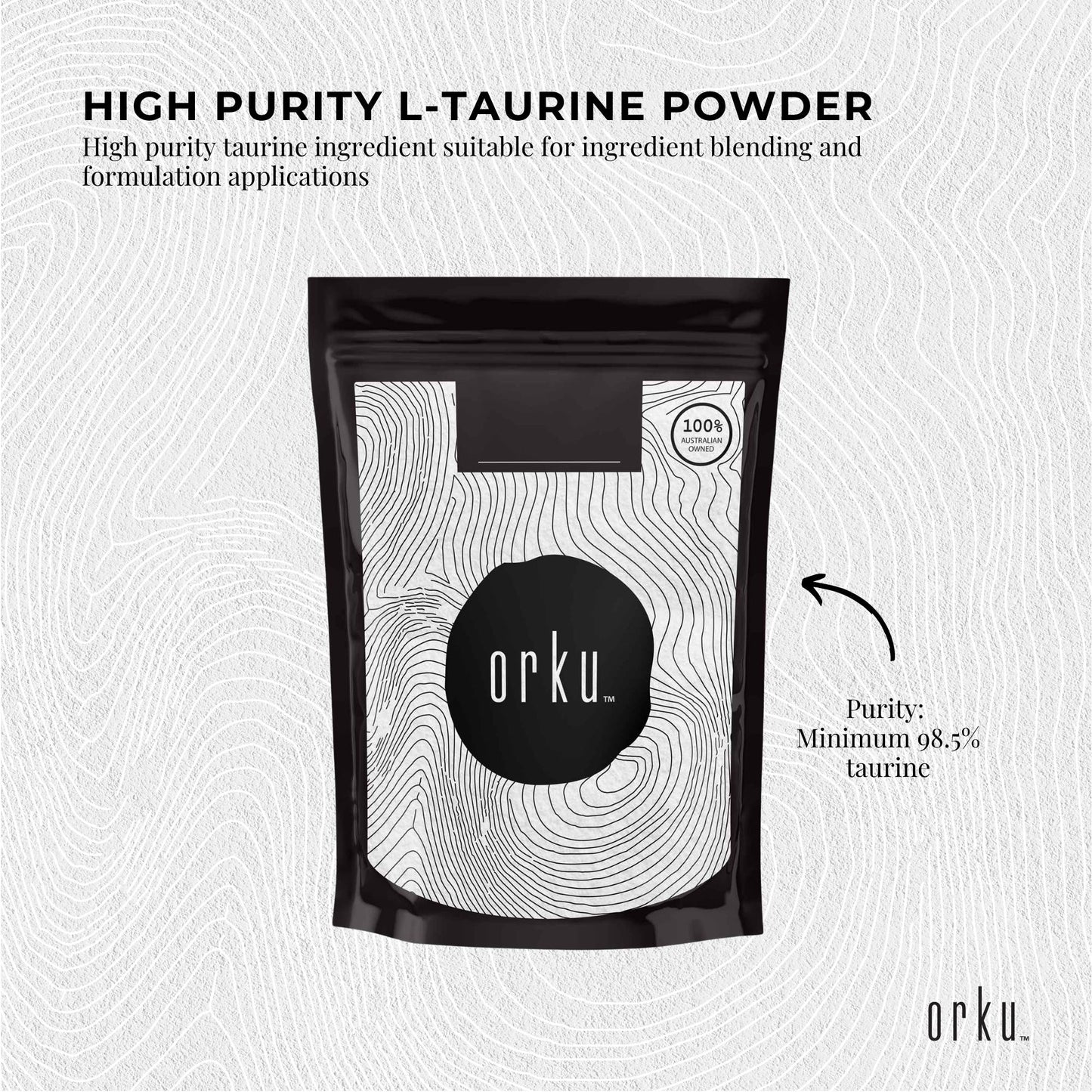 Orku 100g Taurine Powder - High Purity L-Taurine Amino Acid Ingredient