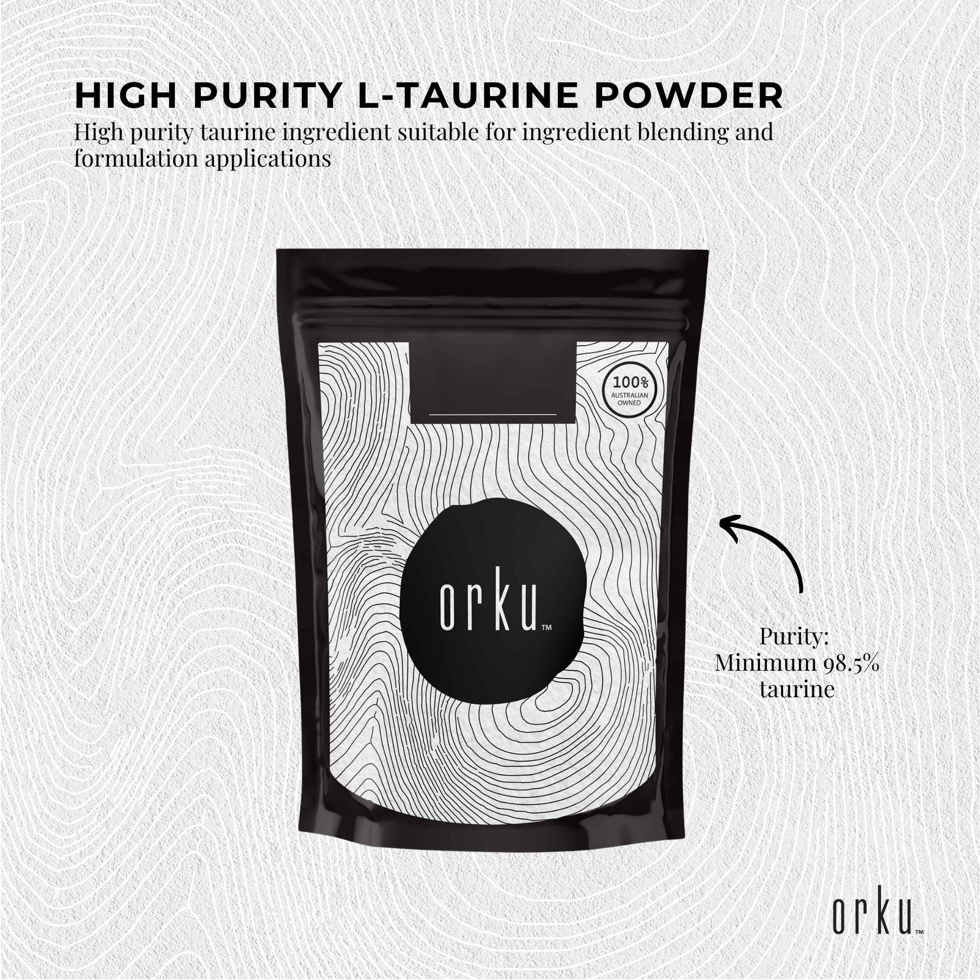 Orku 100g Taurine Powder - High Purity L-Taurine Amino Acid Ingredient