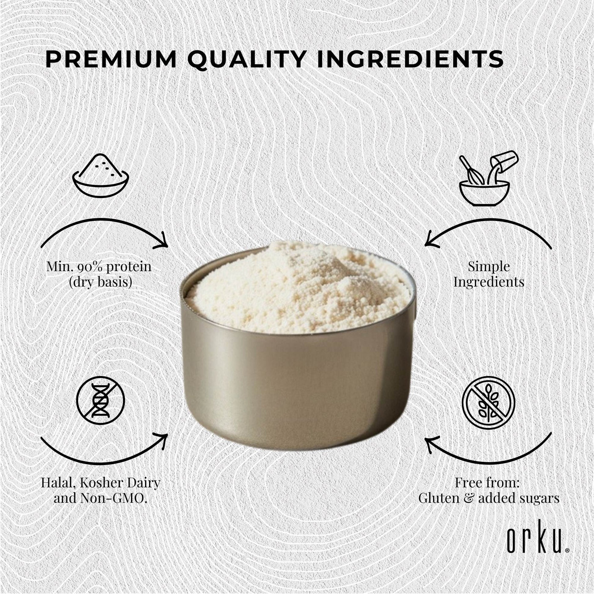 Orku 100g Whey Protein Isolate Powder WPI 90% Unflavoured Native Bag