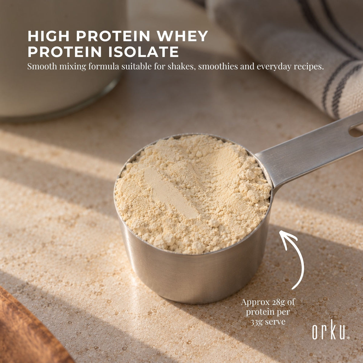 Orku 2Kg Whey Protein Isolate WPI Vanilla Powder Tub