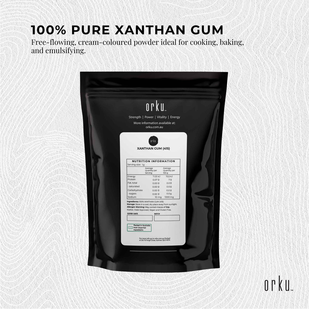 Orku 400g Xanthan Gum Thickener Fine Powder 200 Mesh FCC E415 Food Grade