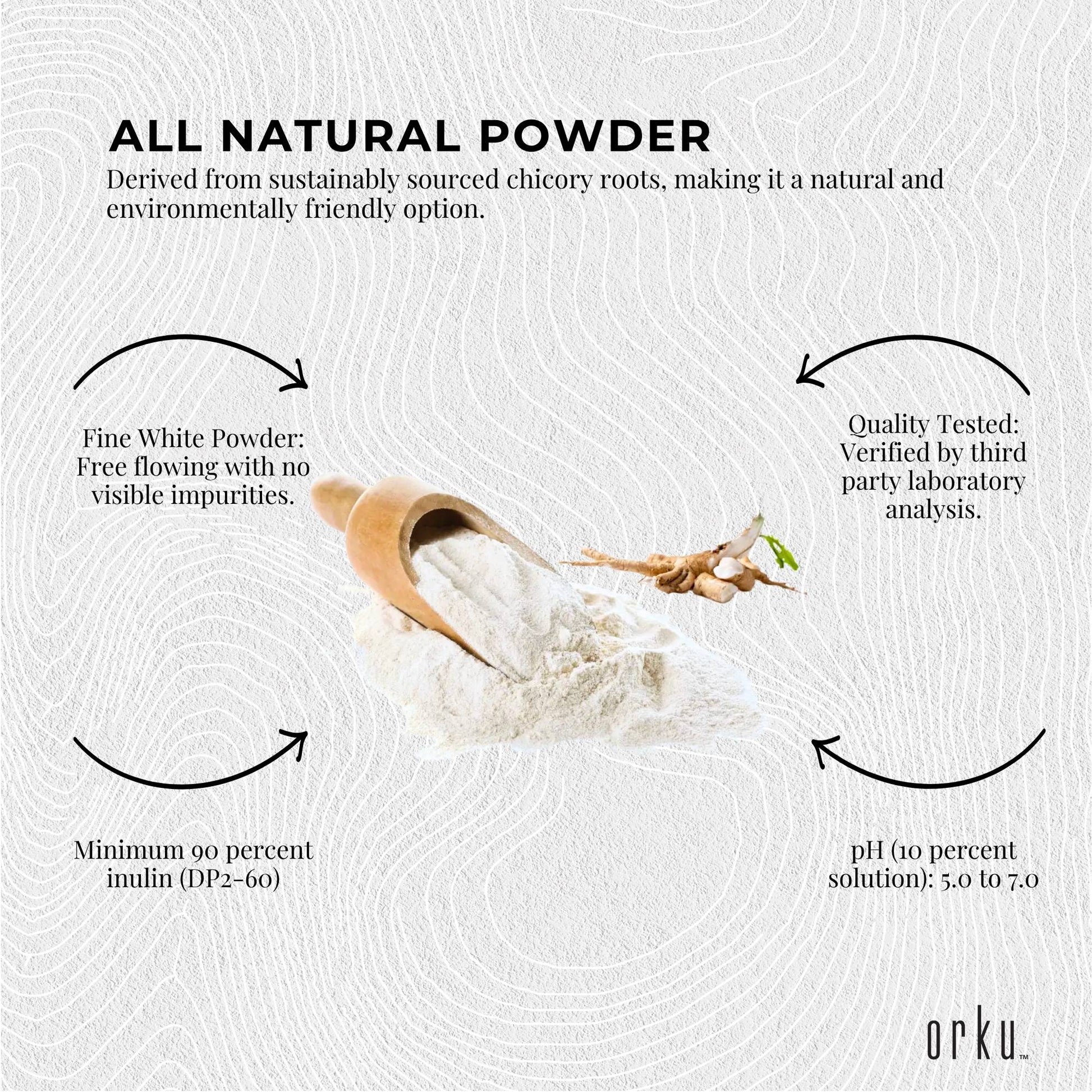 Orku 10Kg Chicory Root Inulin Powder - Unflavoured Food Ingredient