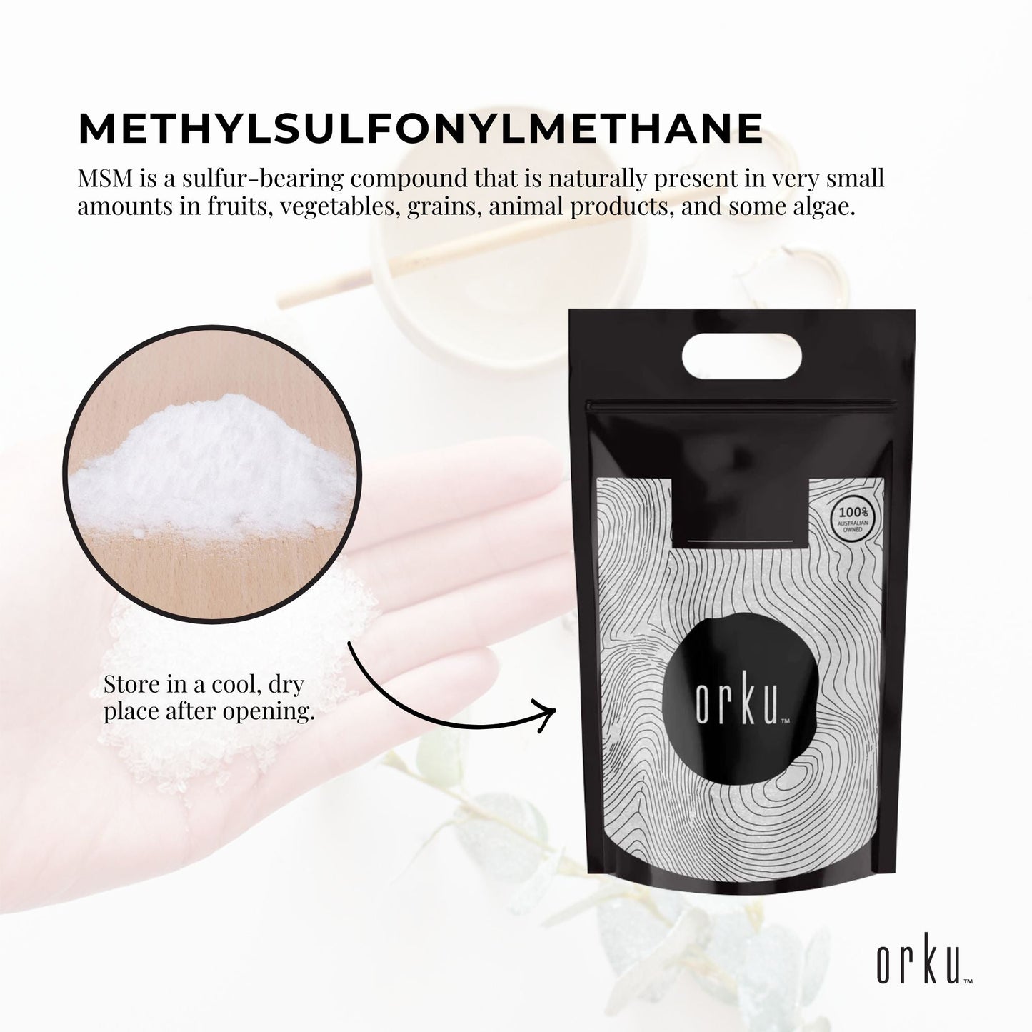 Orku 10Kg MSM Powder or Crystals - 99.9% Pure USP Grade Methylsulfonylmethane