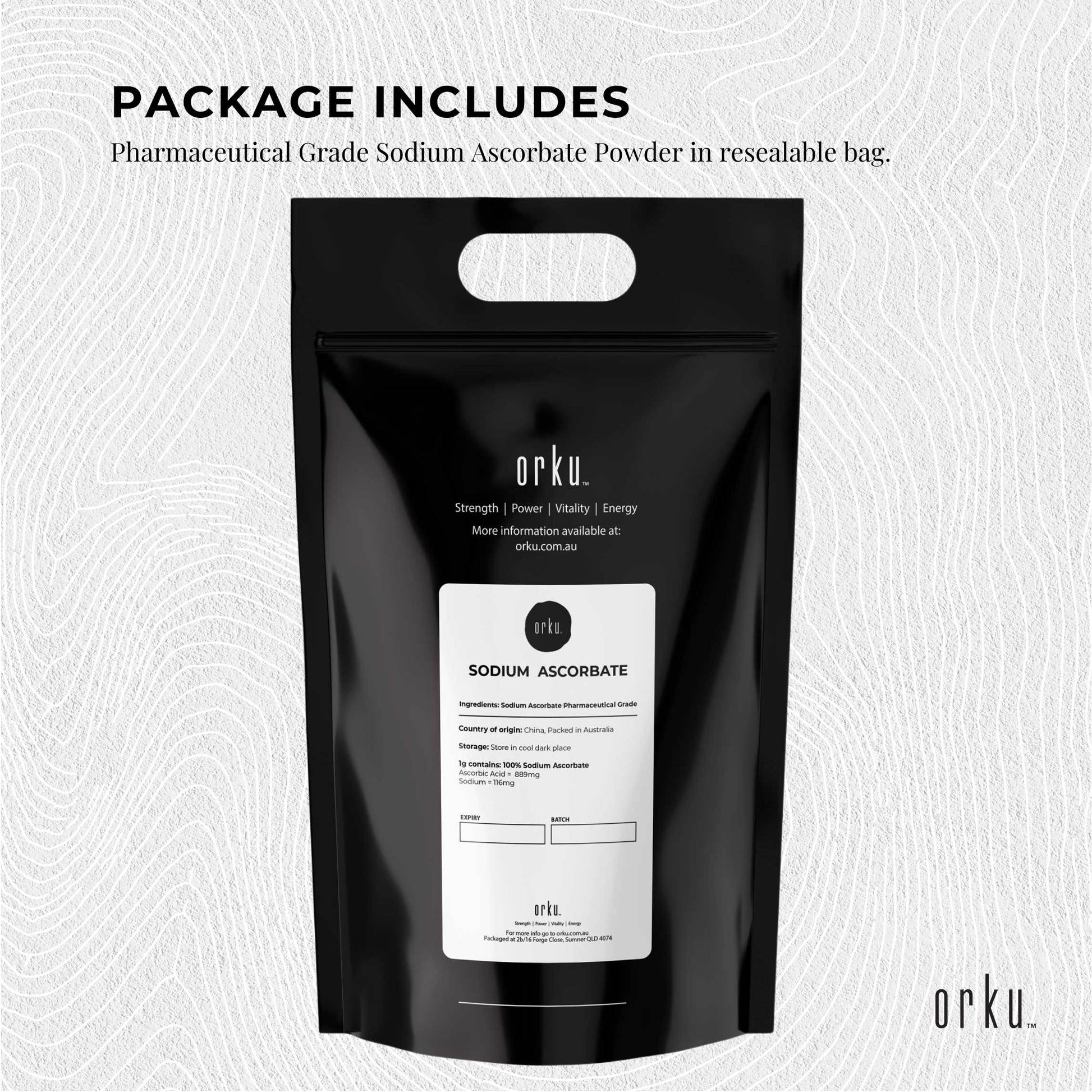 Orku 20Kg Sodium Ascorbate - High Purity Soluble Crystalline Powder Ingredient