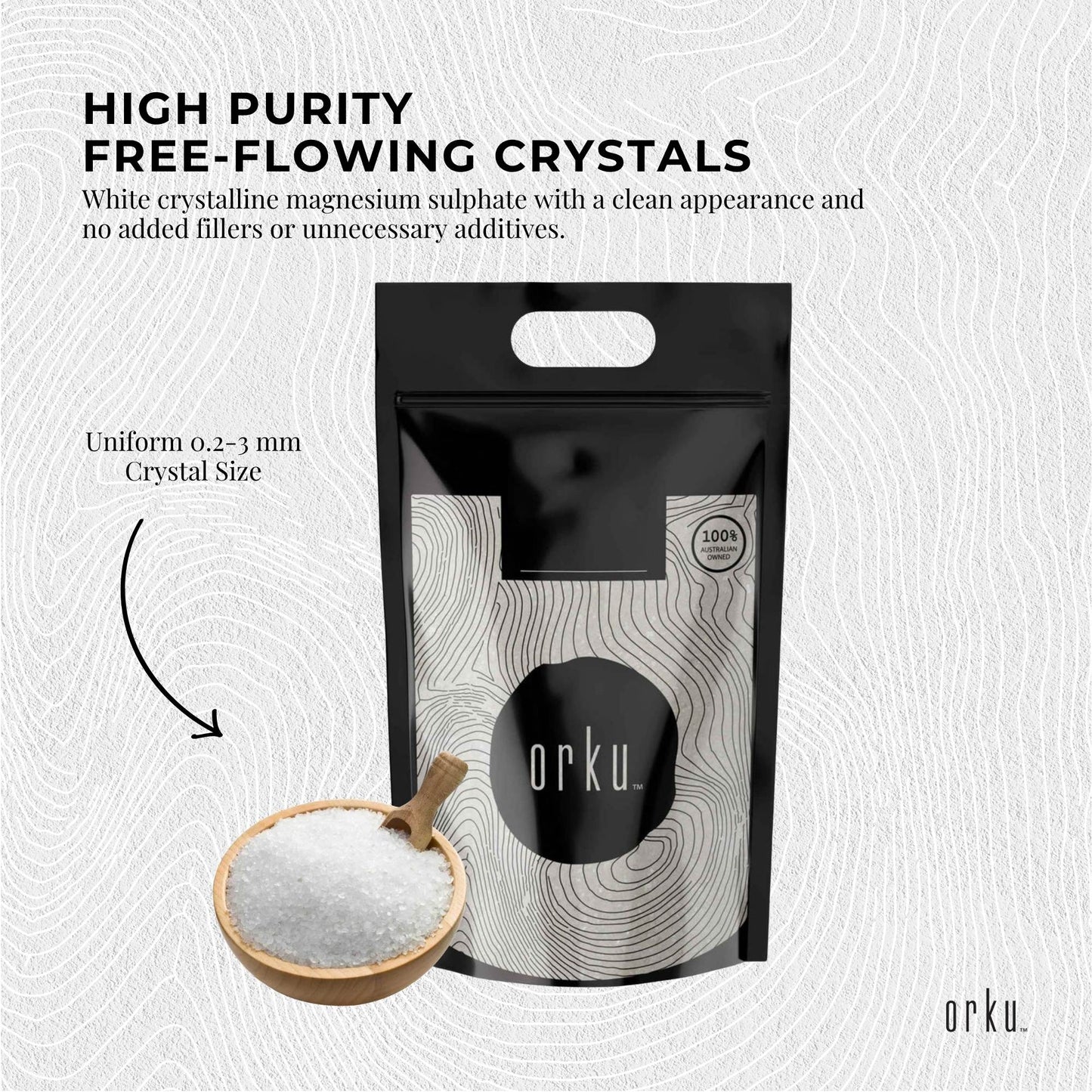 Orku 10Kg USP Epsom Salt Crystals Magnesium Sulphate - Bath Soak Salts