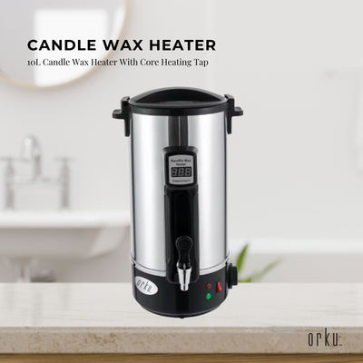 Orku 10L Candle Wax Heater - Core Heating With Tap For Candle Making Silver