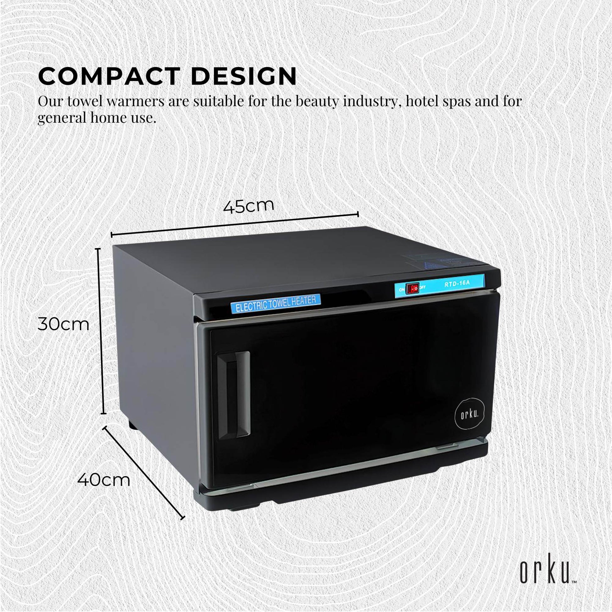 Orku 16L Black UV Electric Towel Warmer Steriliser Cabinet Salon Heat Sanitiser