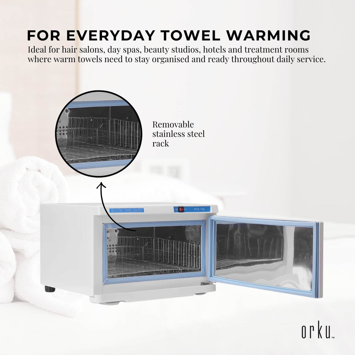 Orku 16L Electric Towel Warmer UV Cabinet Salon Spa White