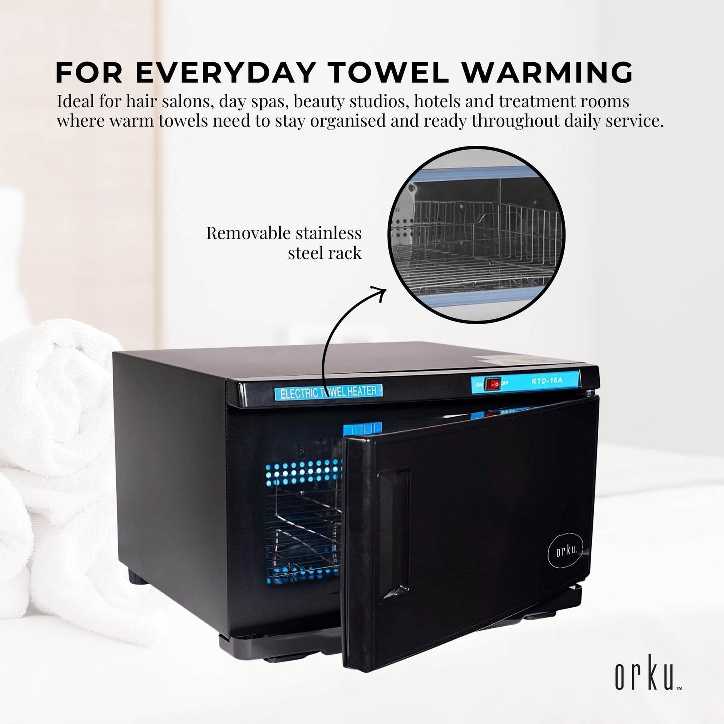 Orku 16L UV Electric Towel Warmer Cabinet Salon Spa Black