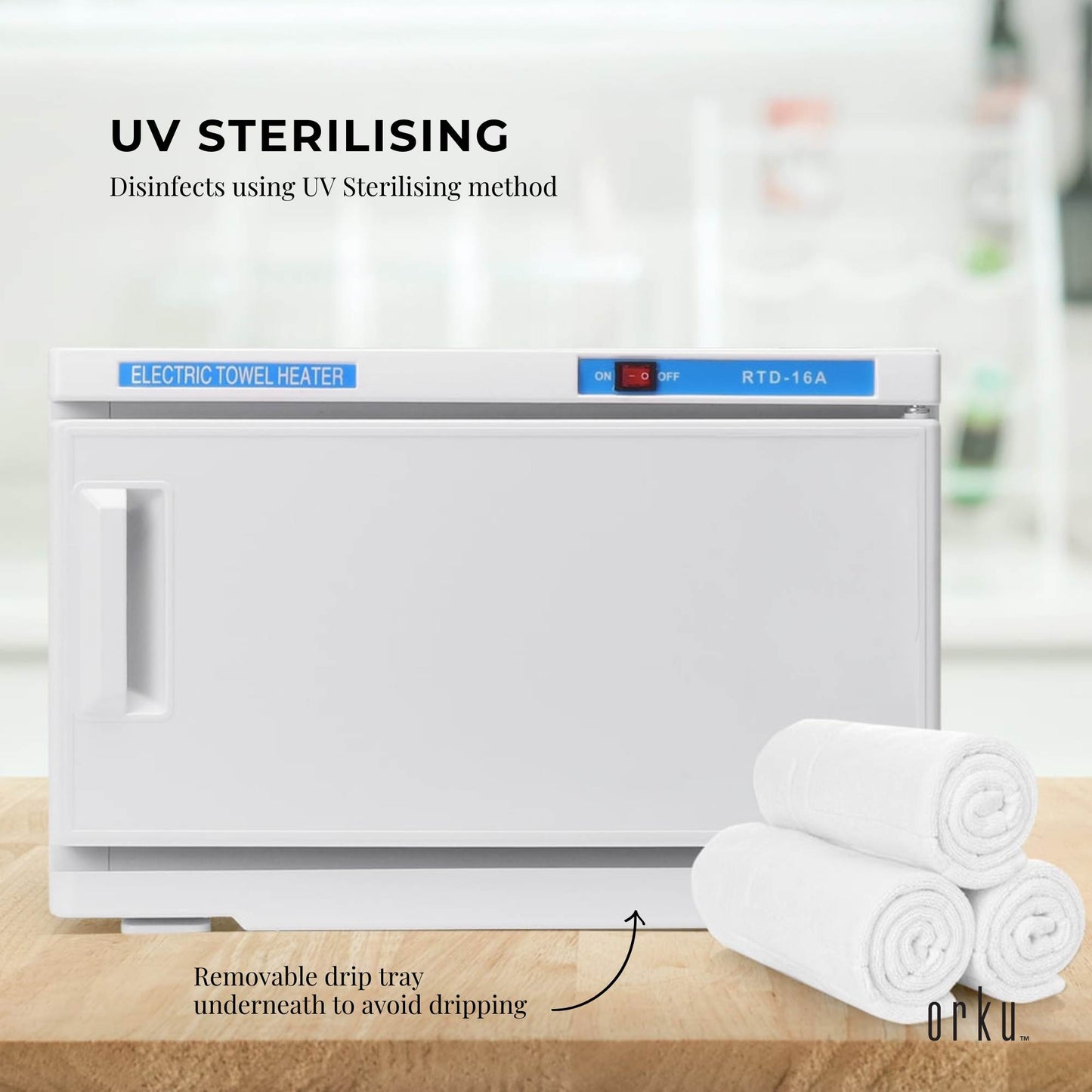 Orku 16L White UV Electric Towel Warmer Steriliser Cabinet Salon Spa Heat Sanitiser