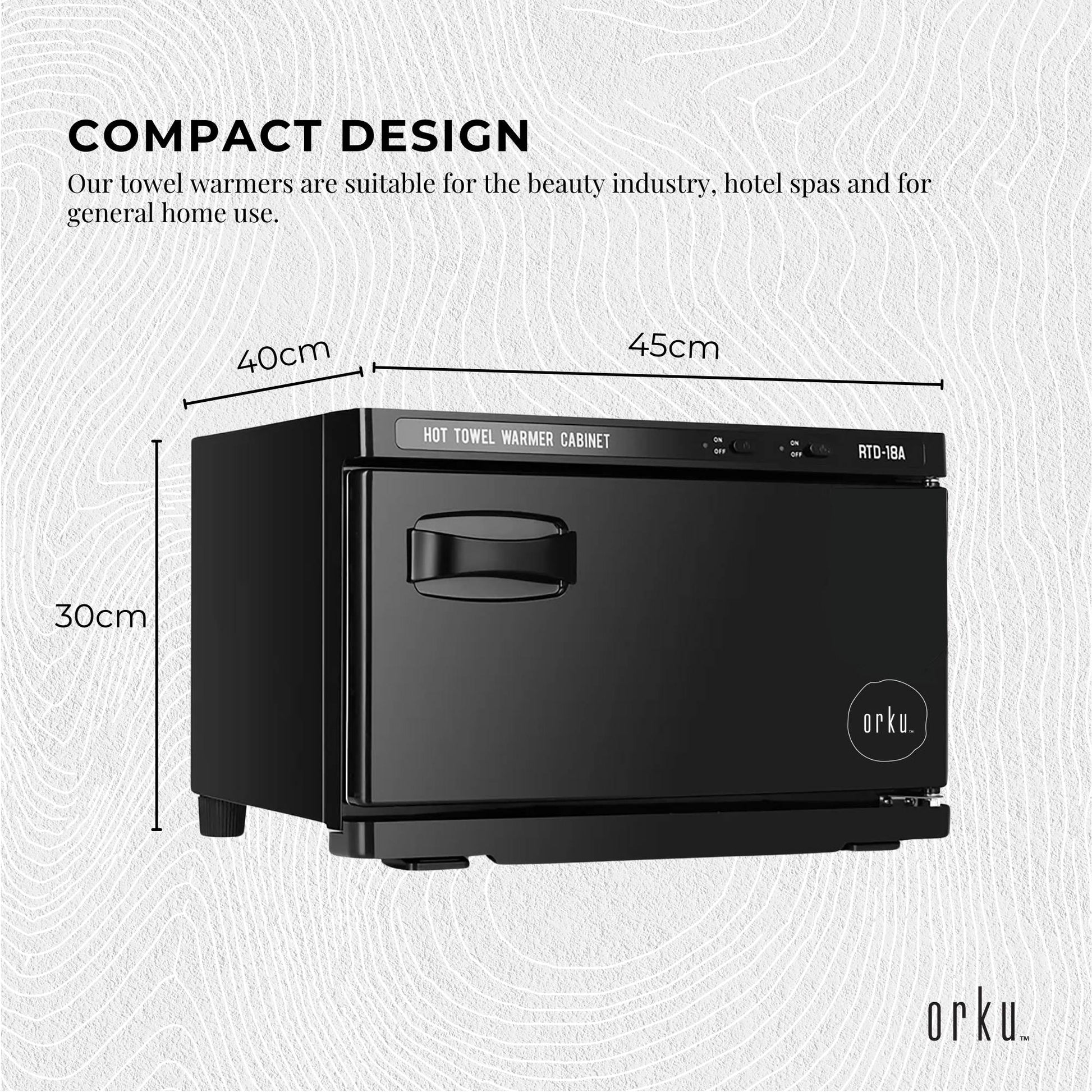 Orku 18L Black UV Electric Towel Warmer Steriliser Cabinet Salon Heat Sanitiser