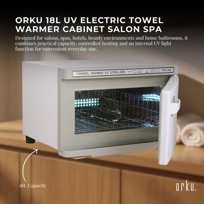 Orku 18L White UV Electric Towel Warmer Cabinet Salon Spa White