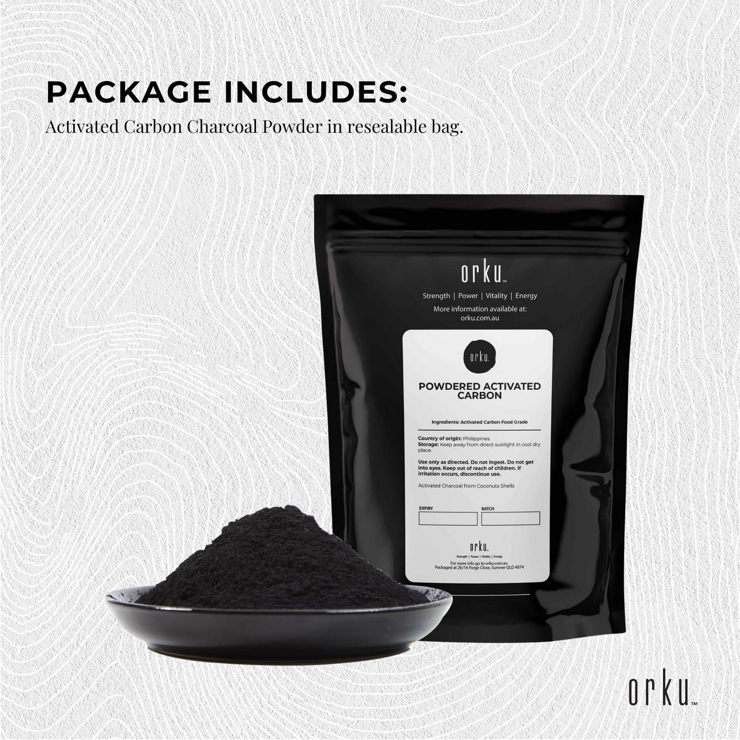 Orku 1Kg Activated Carbon Powder Coconut Charcoal - Water Filtration