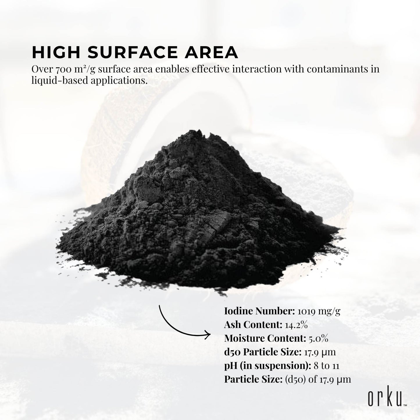 Orku 1Kg Activated Carbon Powder Coconut Charcoal - Water Filtration