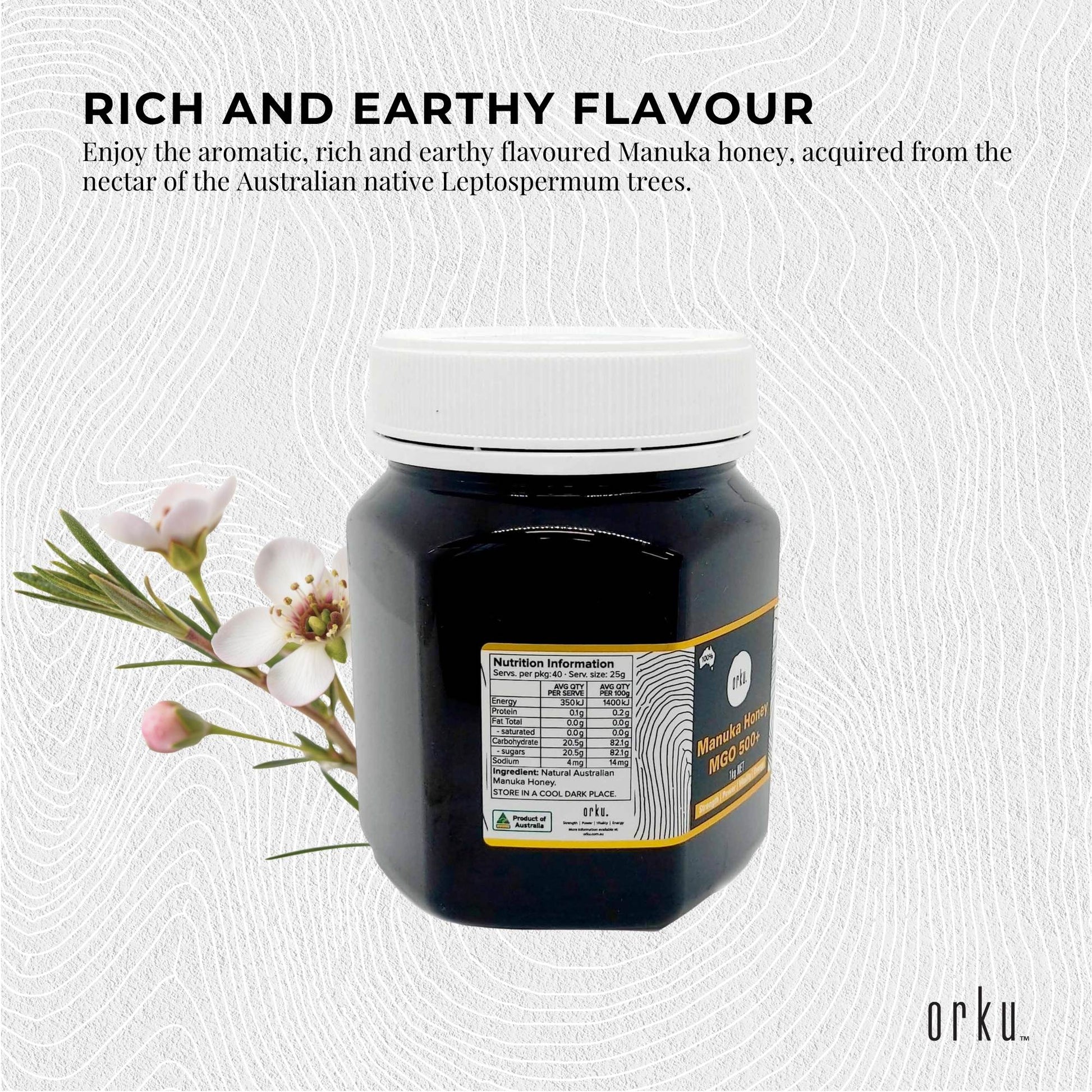 Orku 1Kg MGO 500+ Australian Manuka Honey - 100% Raw Natural Pure Jelly Bush