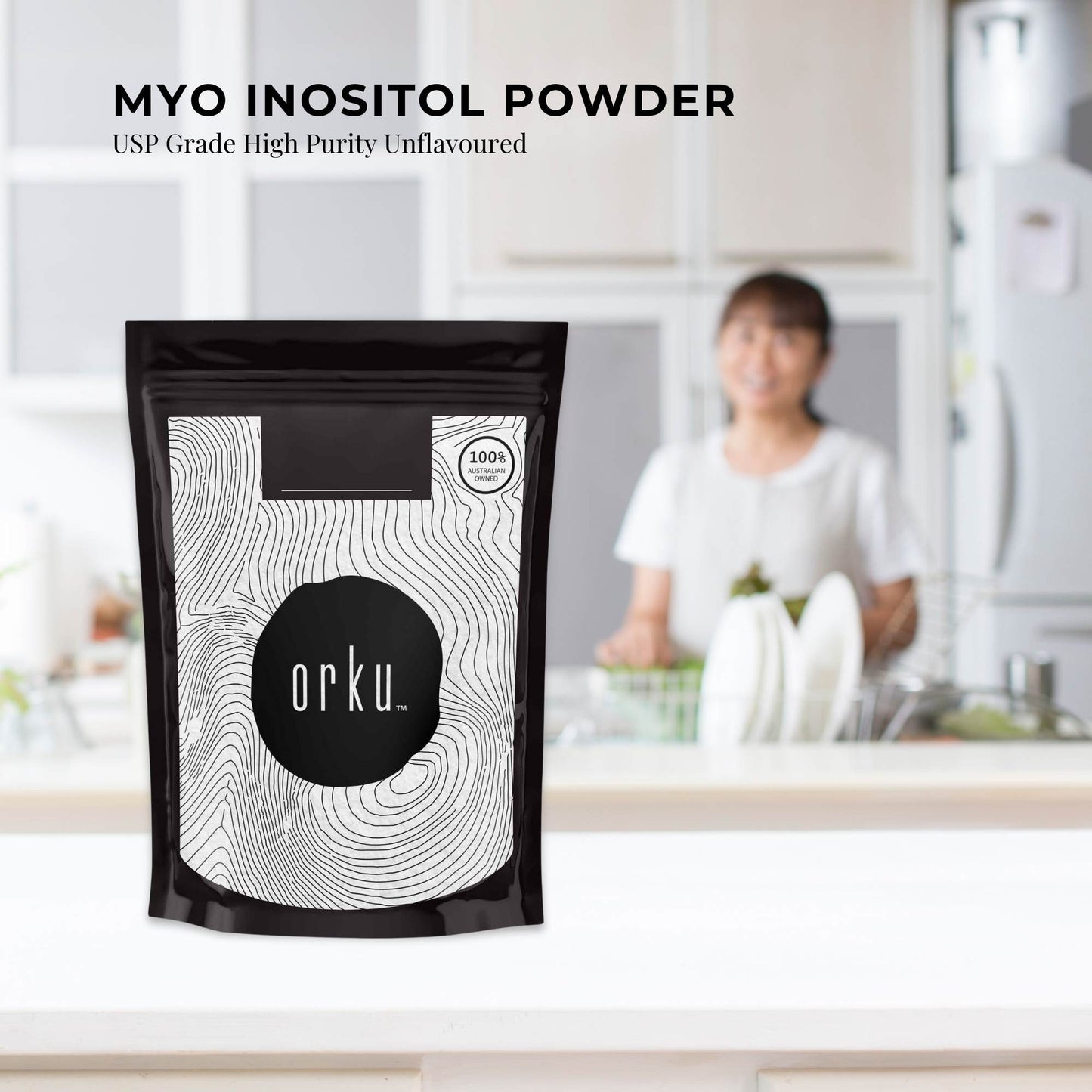 Orku 1Kg Myo Inositol Powder - USP Grade High Purity Unflavoured