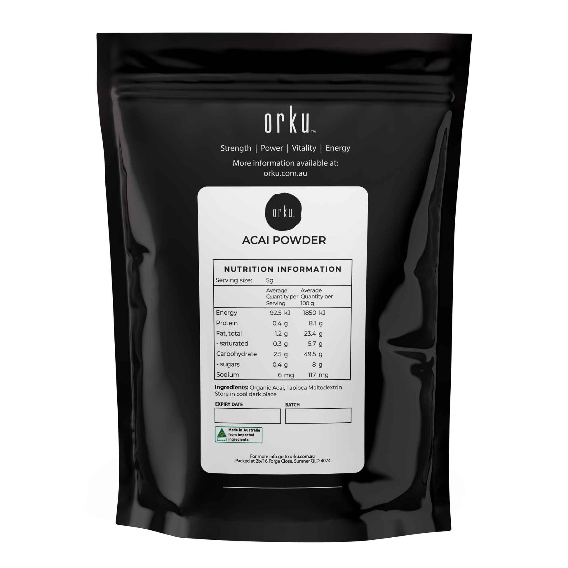 Orku 1Kg Organic Acai Powder Brazilian Berry Smoothie Bowl Ingredient
