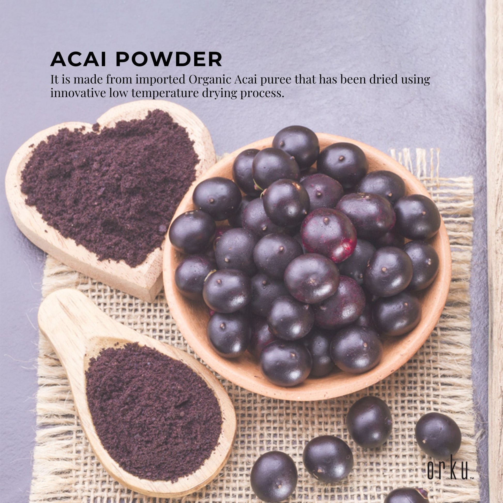 Orku 1Kg Organic Acai Powder Brazilian Berry Smoothie Bowl Ingredient