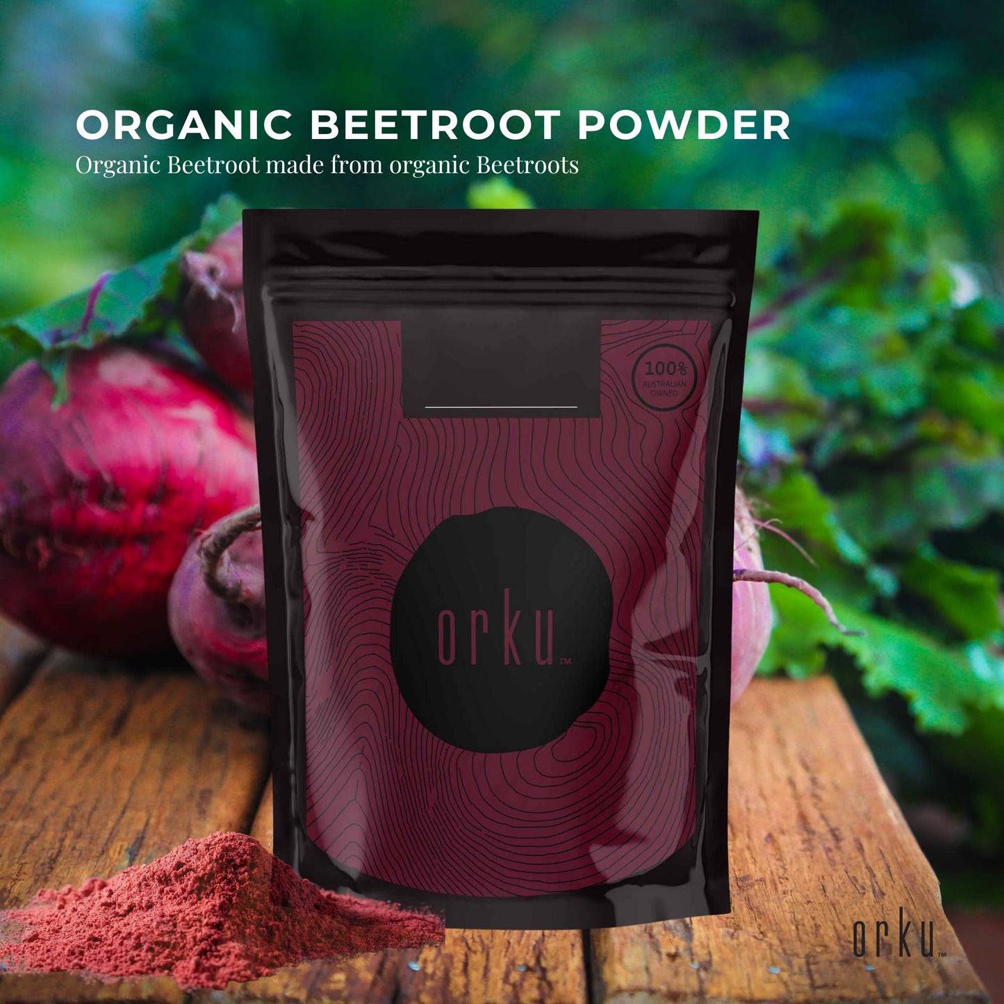 Orku 2Kg Organic Beetroot Powder - 100% Pure Beet Root Powder - Beta vulgaris
