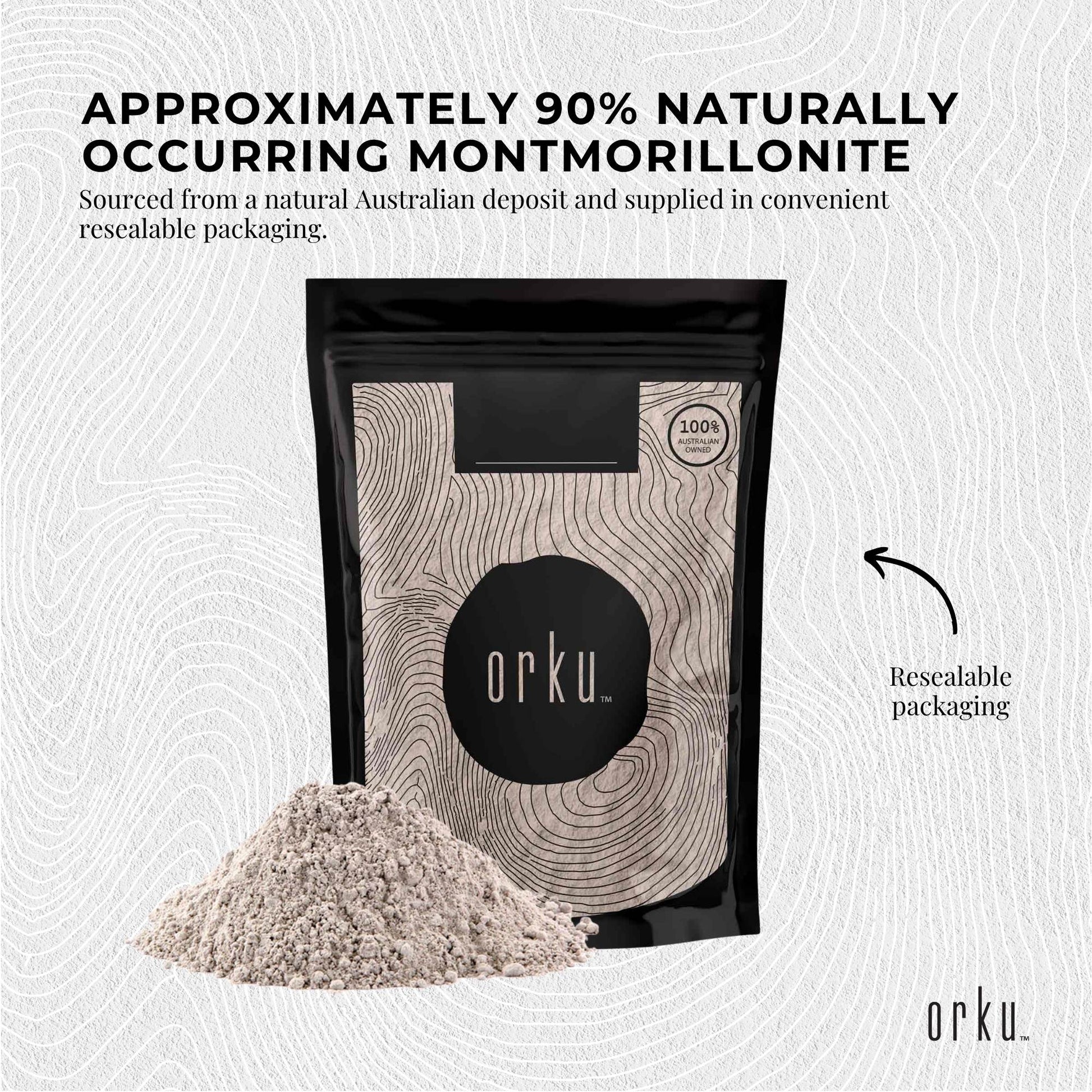 Orku 1Kg Organic Bentonite Clay Powder Cosmetic Grade Montmorillonite