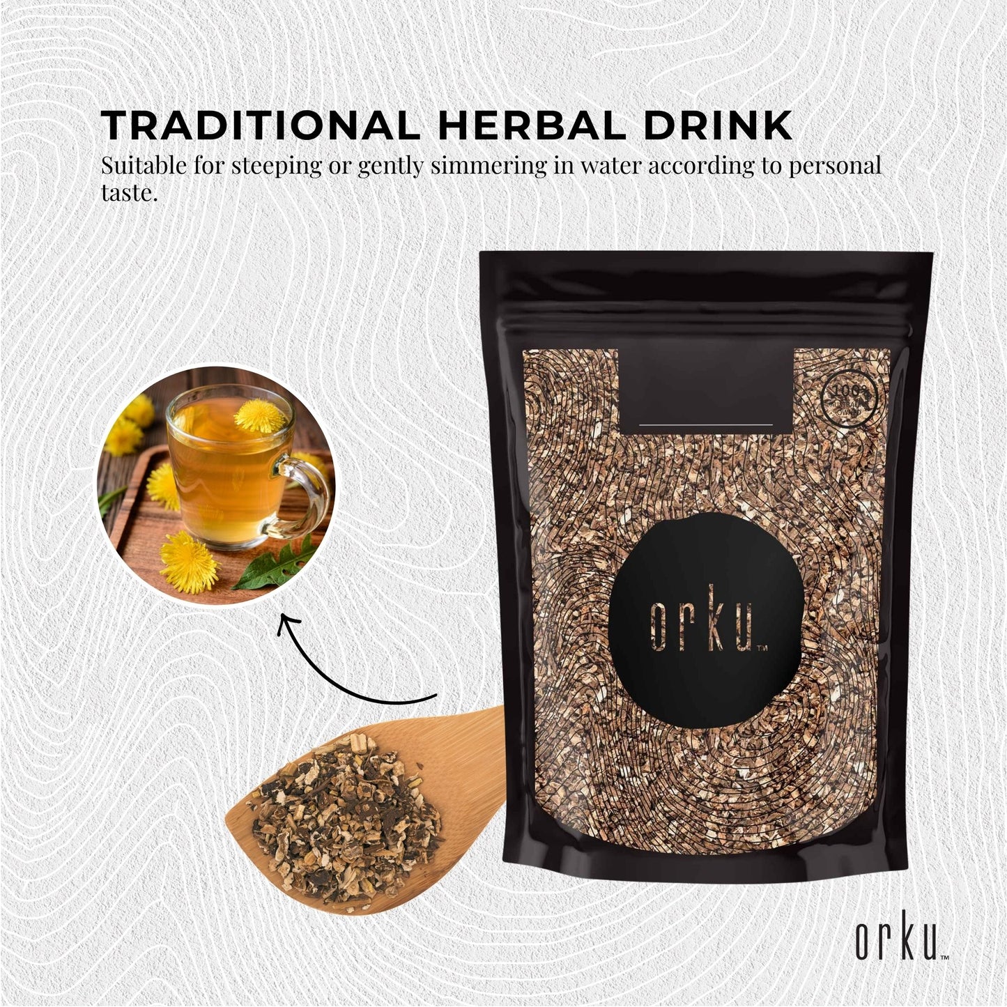 Orku 400g Organic Dandelion Root - Dried Raw Herbal Tea
