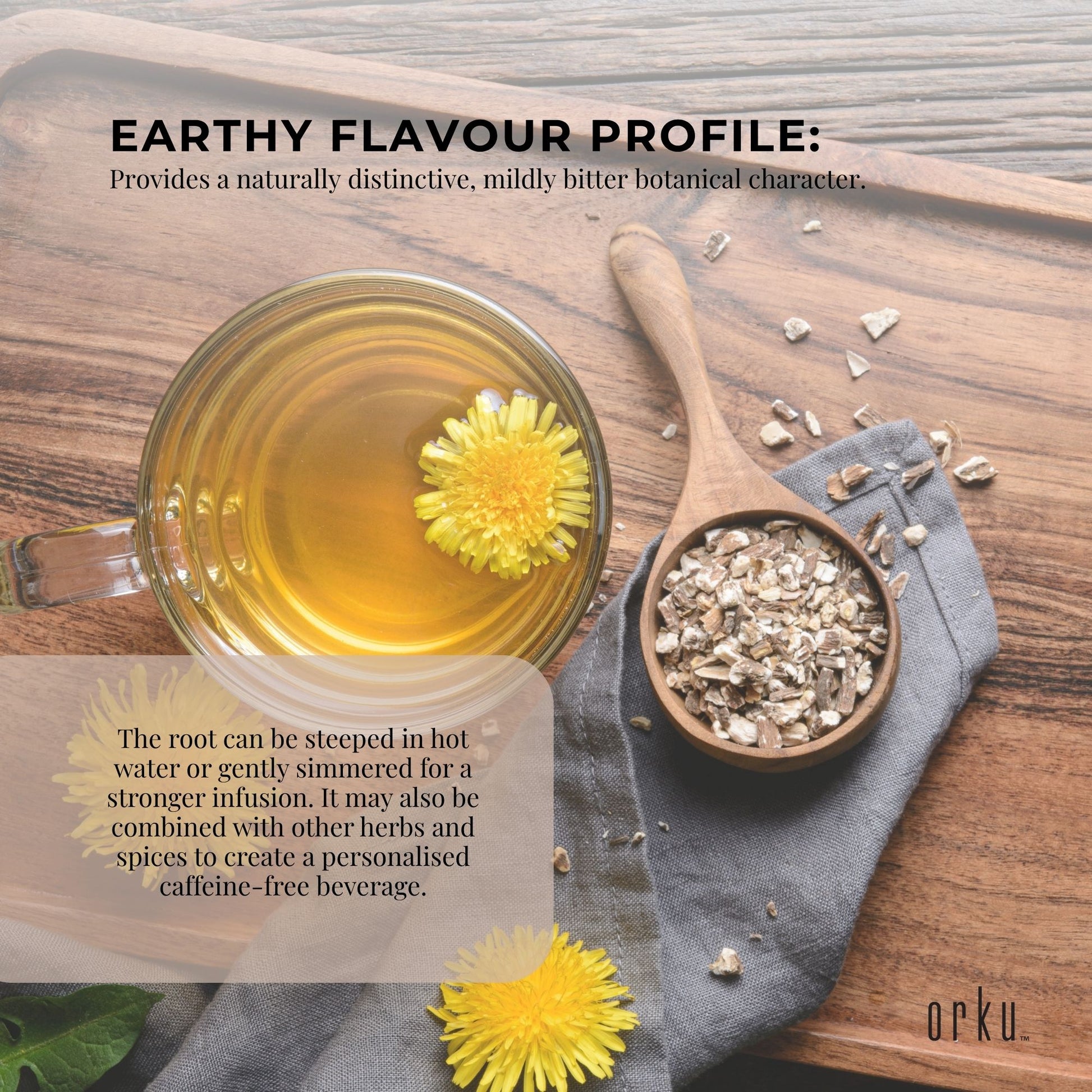 Orku 400g Organic Dandelion Root - Dried Raw Herbal Tea