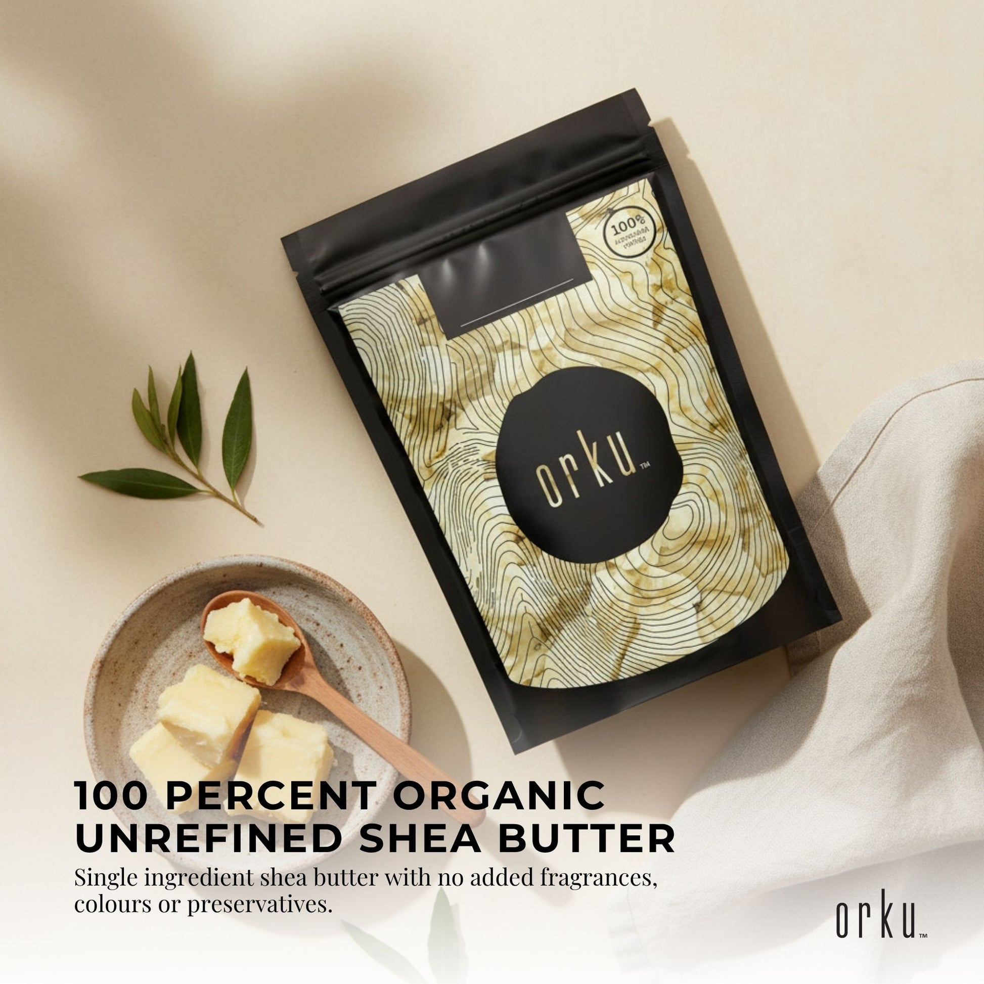 Orku 1Kg Organic Unrefined Shea Butter Raw African Karite Chunks