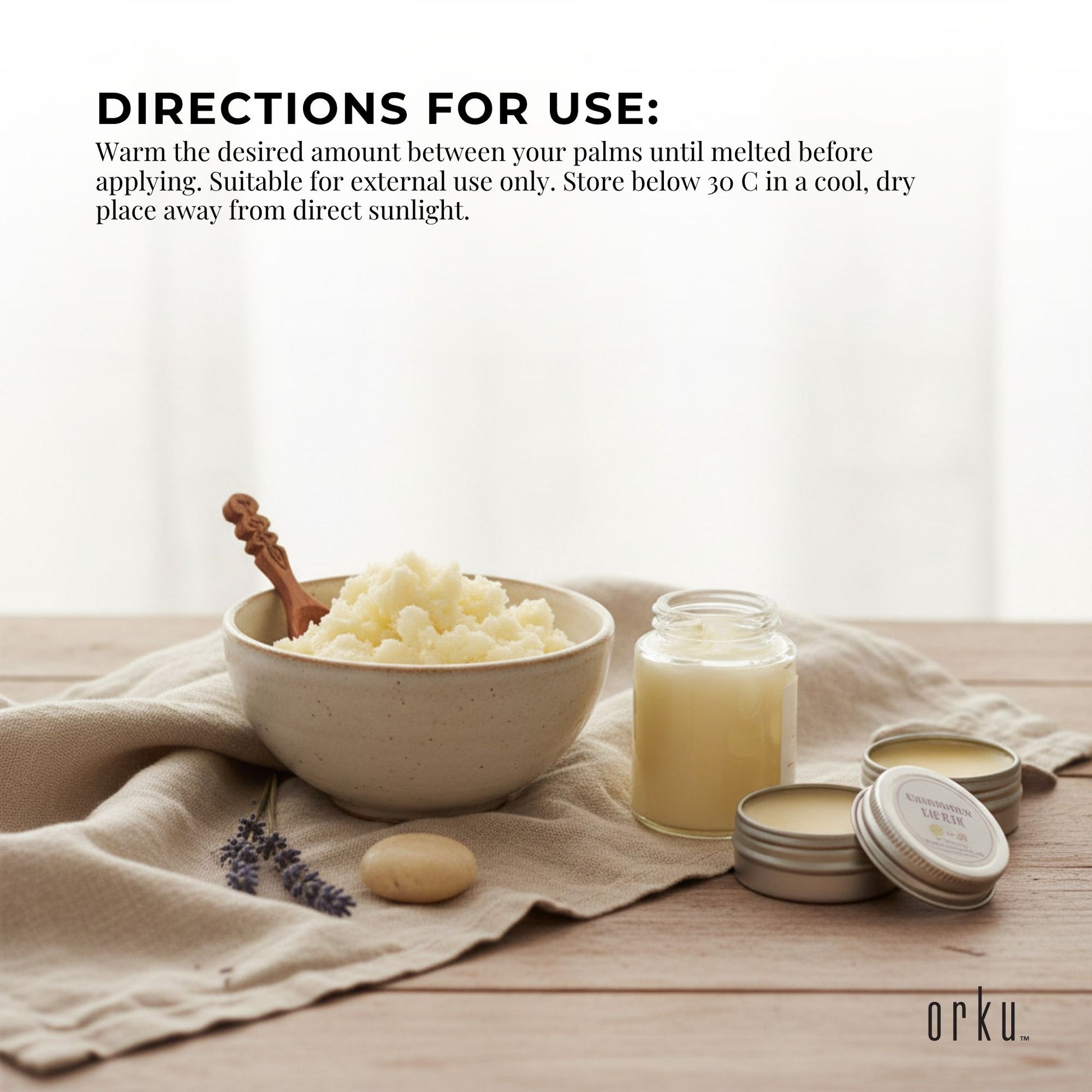 Orku 1Kg Organic Unrefined Shea Butter Raw African Karite Chunks