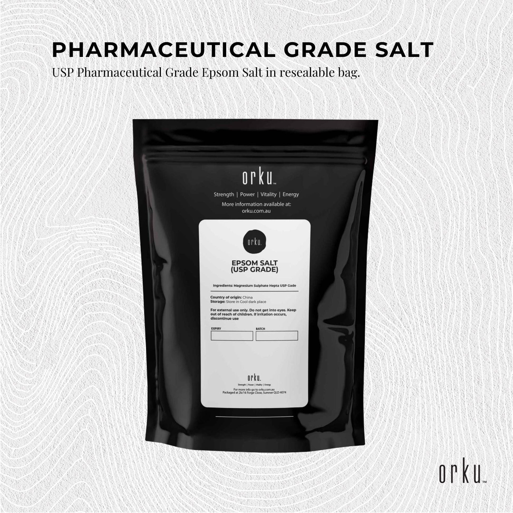 Orku 1Kg USP Epsom Salt Crystals - Magnesium Sulphate Bath Garden Household Use
