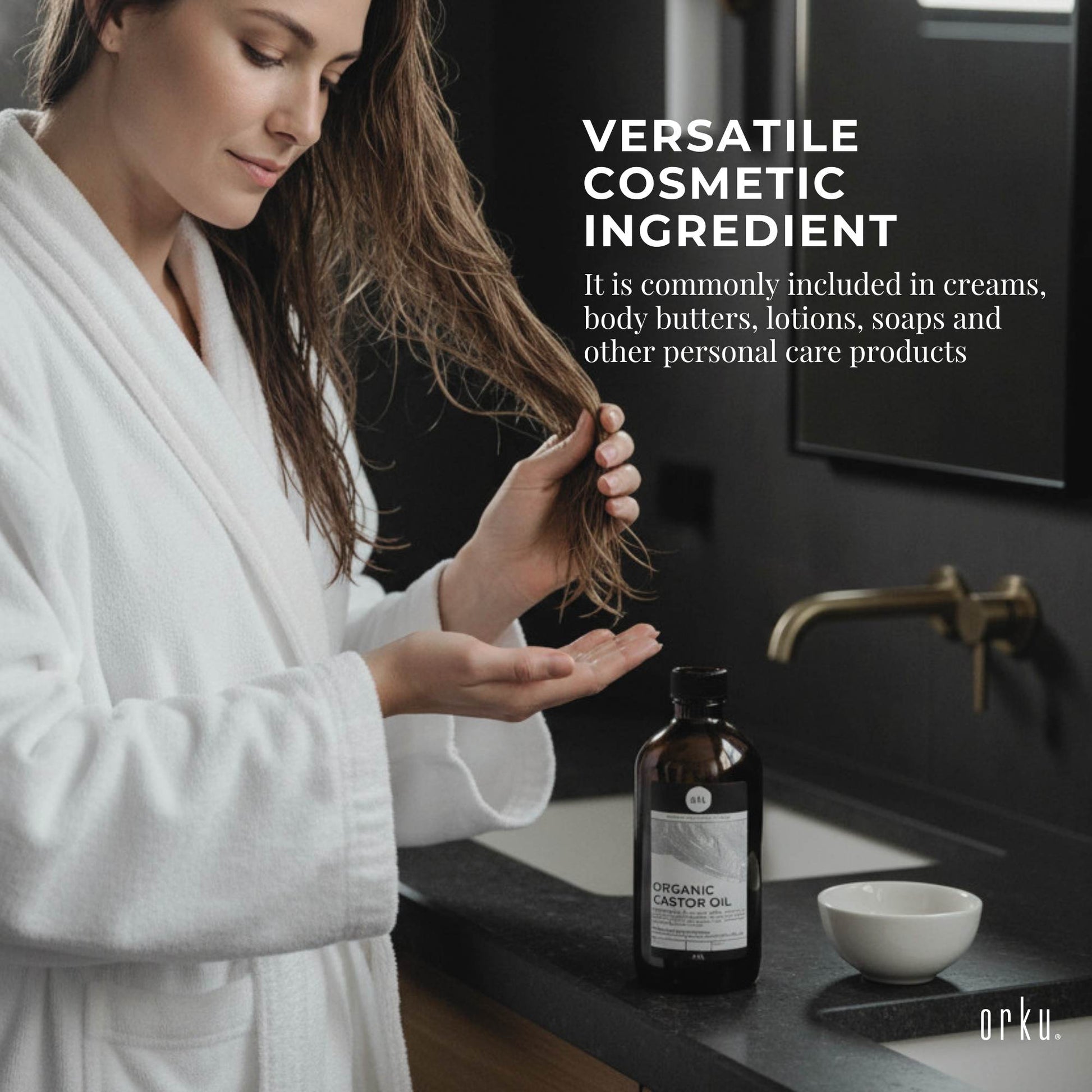 Orku 1L Organic Castor Oil - Hexane Free Cold Pressed