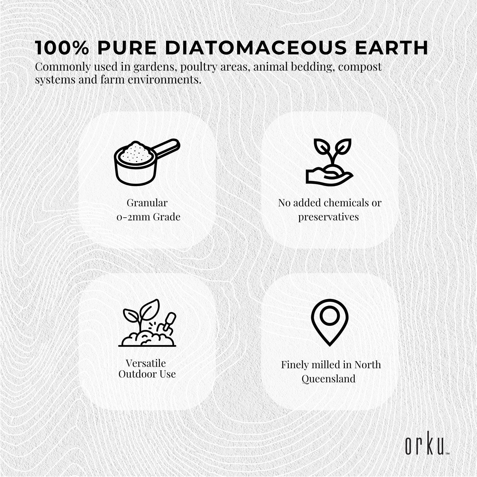 Orku 1.2Kg Diatomaceous Earth Garden 0-2mm Australian Fossil Shell Flour