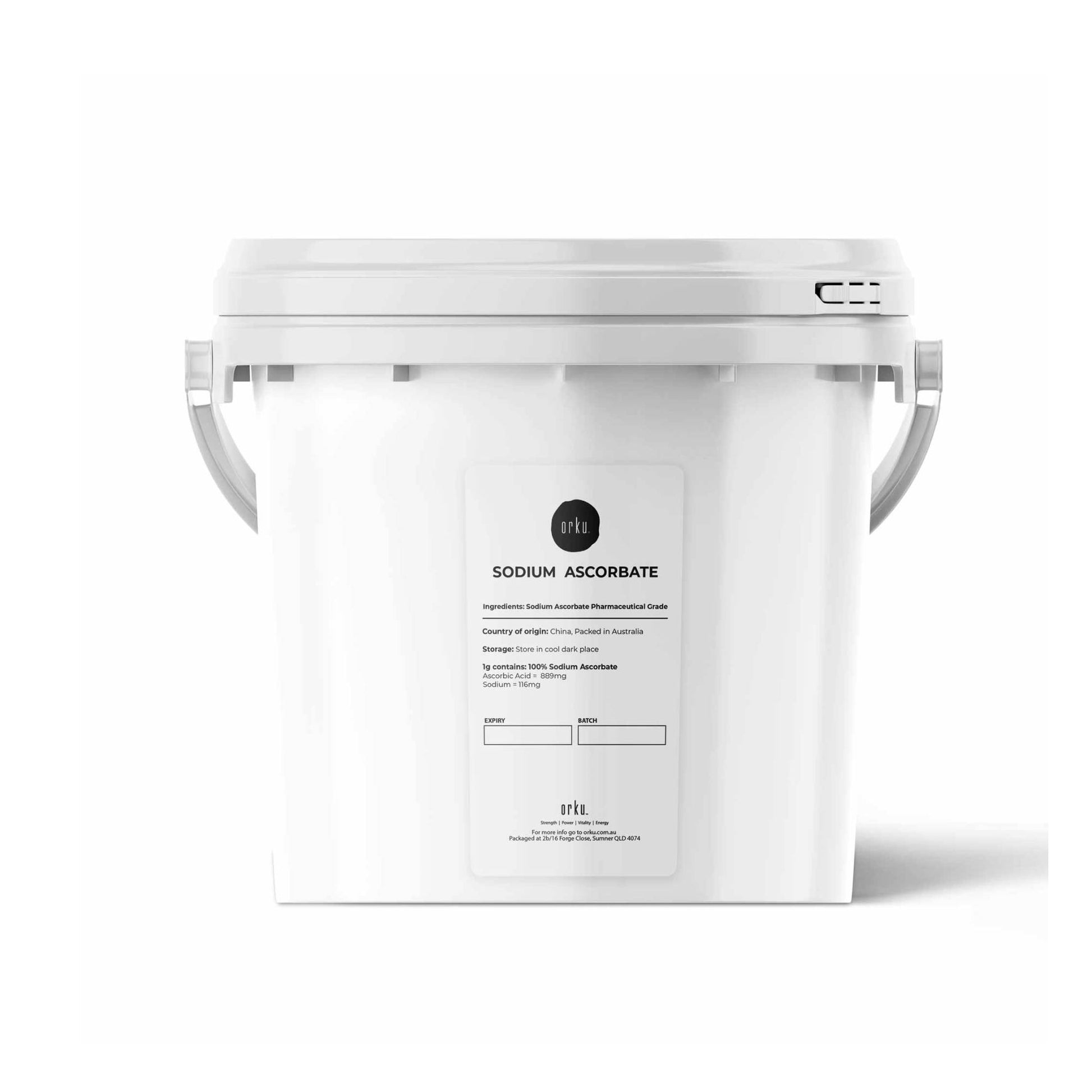 Orku 1.2Kg Sodium Ascorbate Tub - High Purity Soluble Crystalline Powder