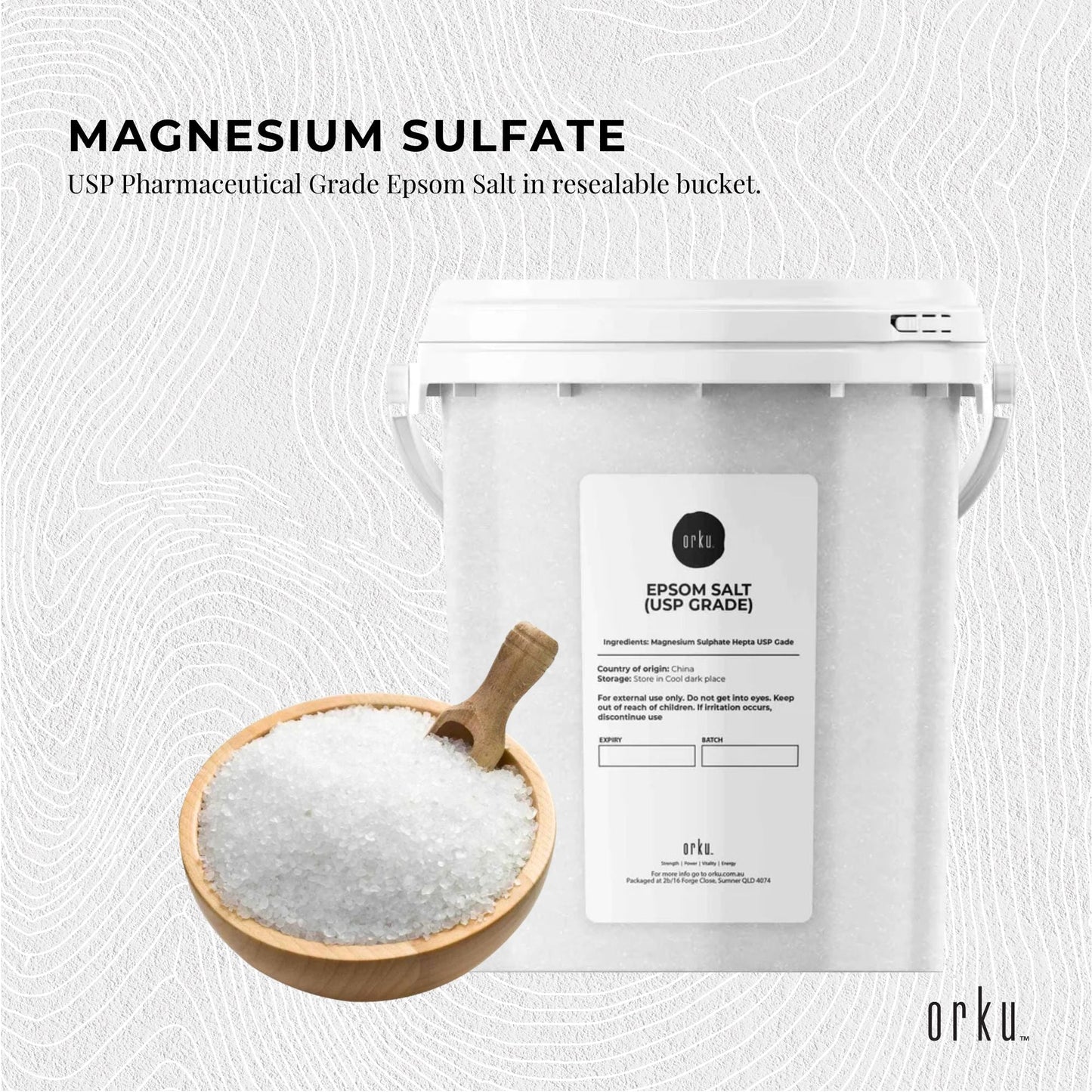 Orku 1.3Kg USP Epsom Salt Tub Bulk Magnesium Sulphate Bath Garden Household Use