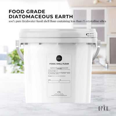 Orku 1.4Kg Fine Diatomaceous Earth Tub - Food Grade Fossil Shell Flour Powder