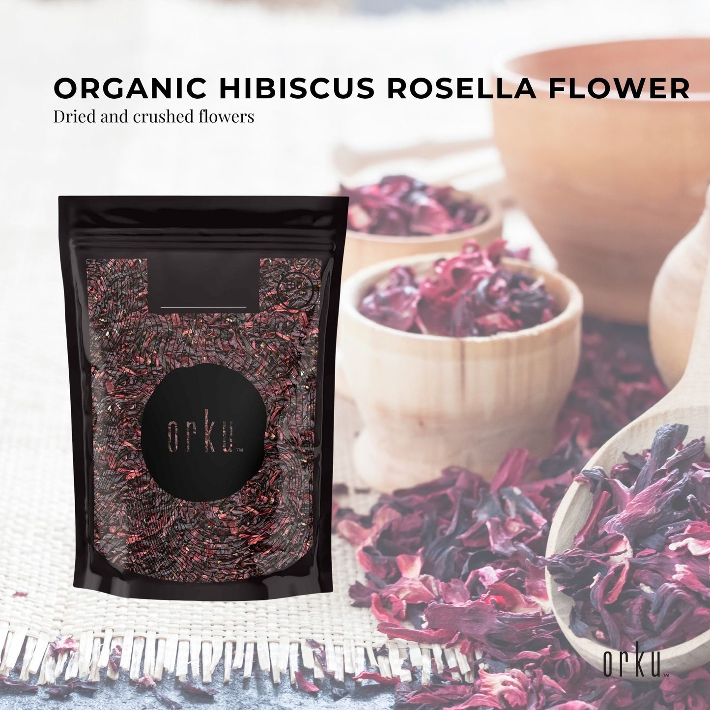 Orku 25g Organic Hibiscus Rosella Flower Crushed Dried Herbal Tea