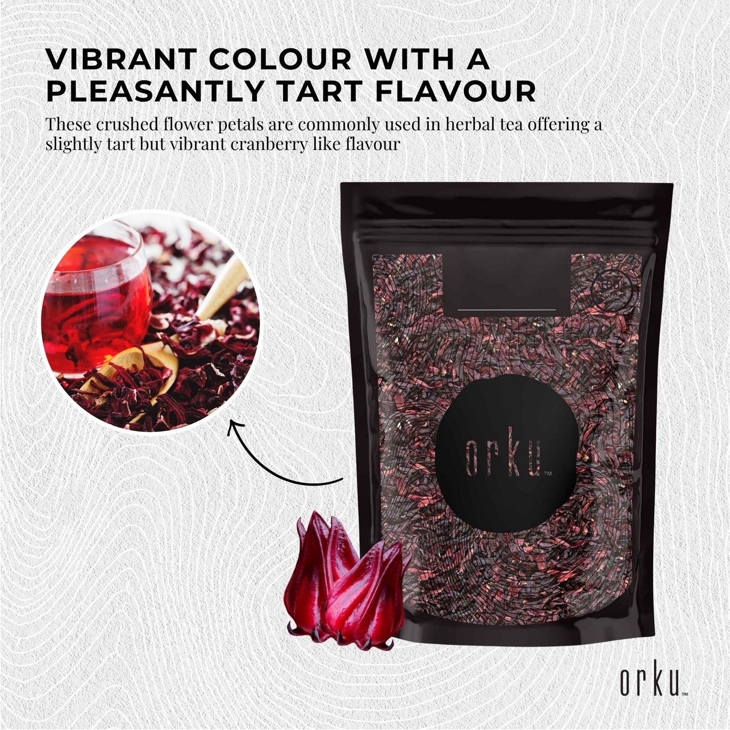 Orku 25g Organic Hibiscus Rosella Flower Crushed Dried Herbal Tea