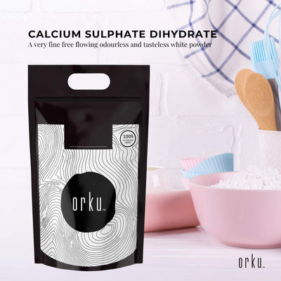 Orku 20Kg Fine Calcium Sulphate Gypsum Powder - Dihydrate Food Grade FCC E516