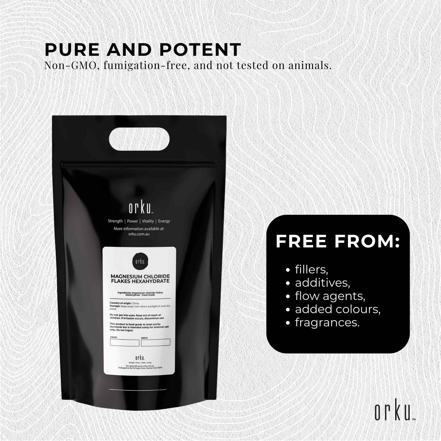 Orku 20Kg Magnesium Chloride Flakes Hexahydrate - FCC USP Spec Bath Salts