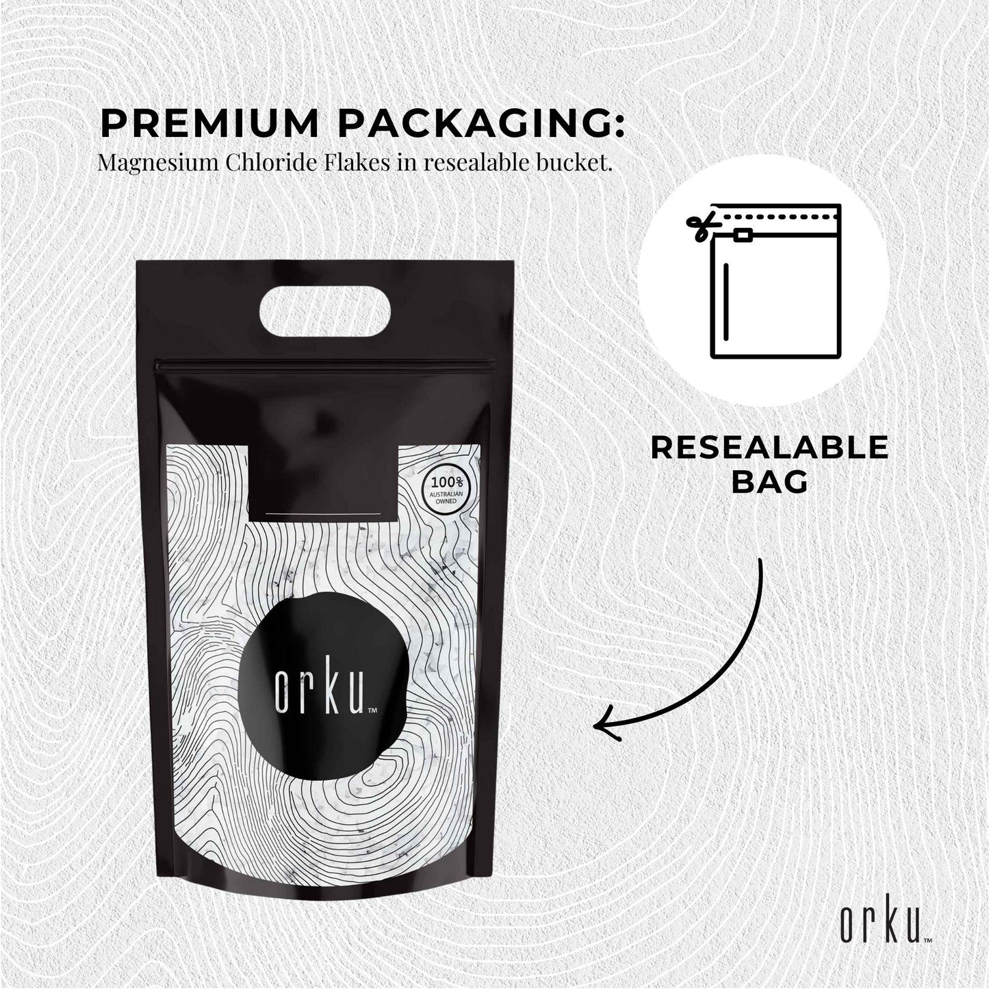 Orku 20Kg Magnesium Chloride Flakes Hexahydrate - FCC USP Spec Bath Salts