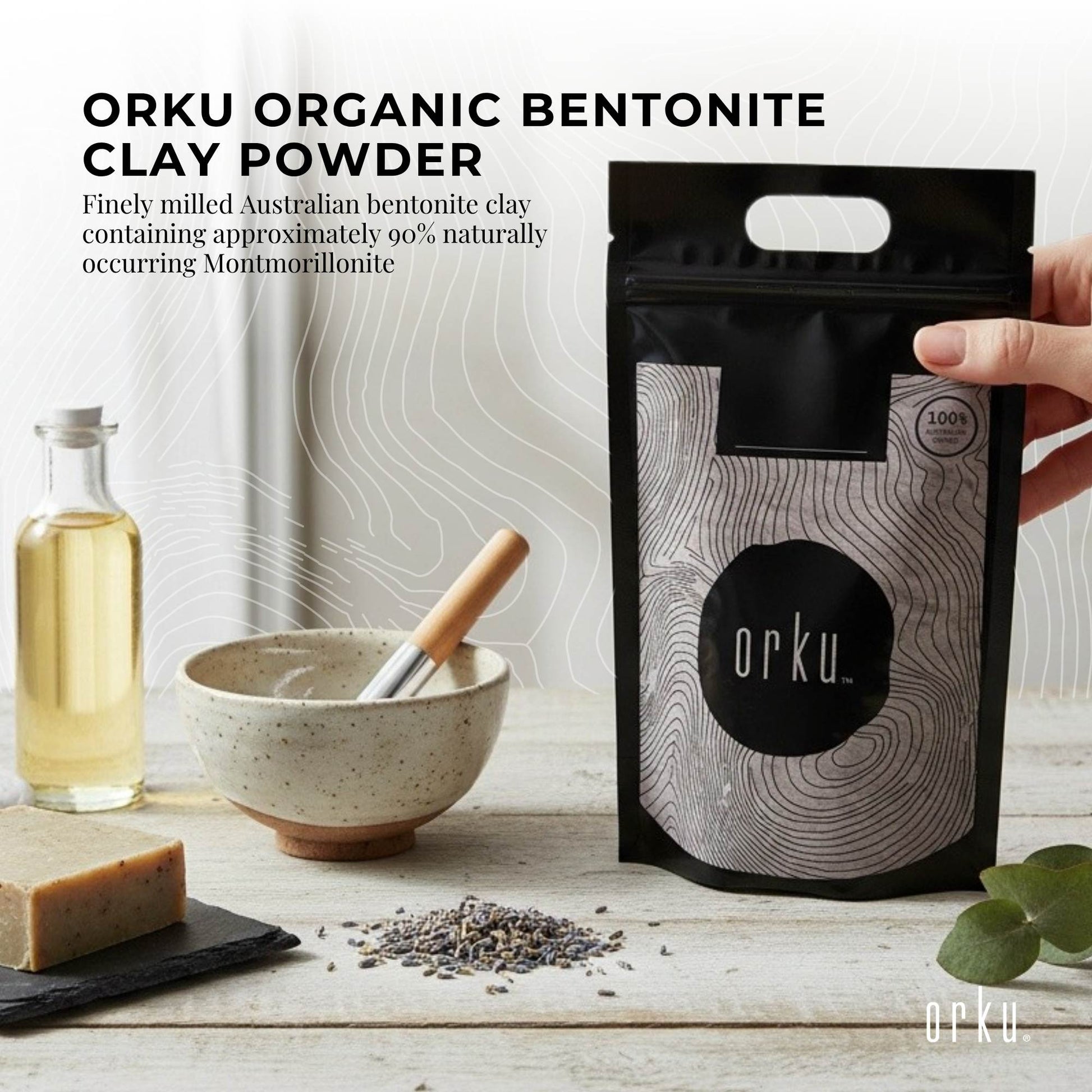 Orku 20Kg Organic Bentonite Clay Powder Cosmetic Grade Montmorillonite