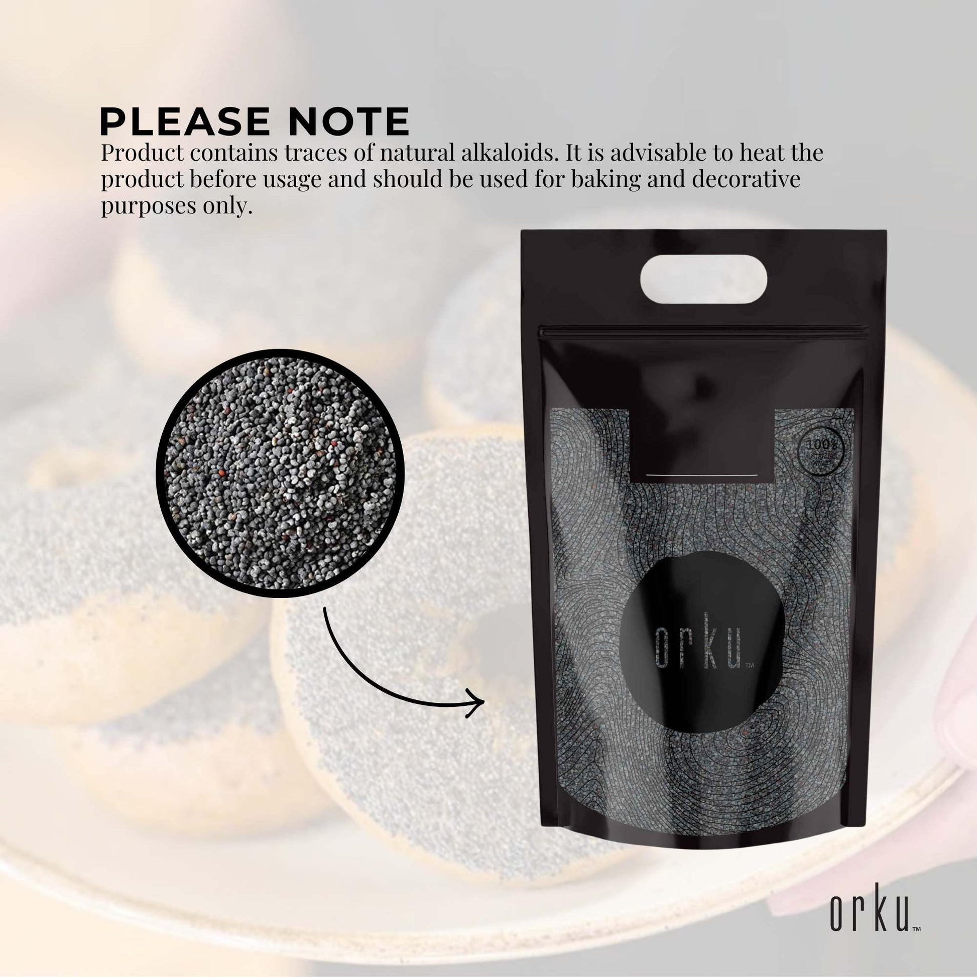 Orku 20Kg Poppy Seeds Unwashed Papaver Somniferum For Baking and Decorating